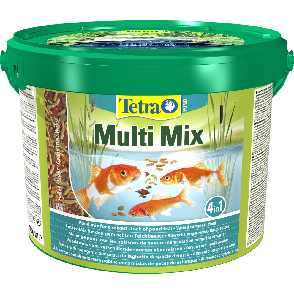 Tetra Pond Multi Mix, Complete Varied Fish Food for A Mixed Stock of Pond Fish, 10 Litre