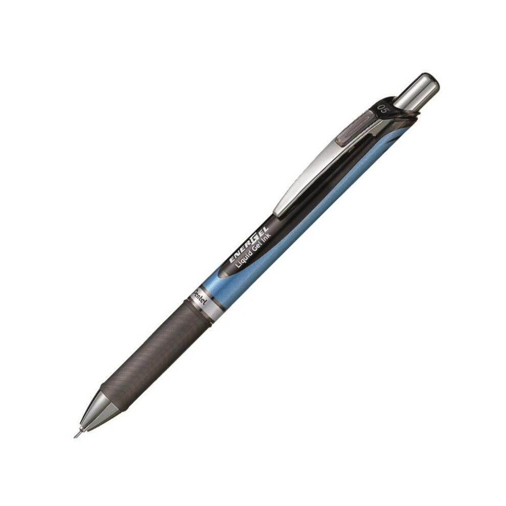 Pentel 0.5mm Energel-Xm Refilable Retractable Gel Roller with Metallic Looking Barrel - Black