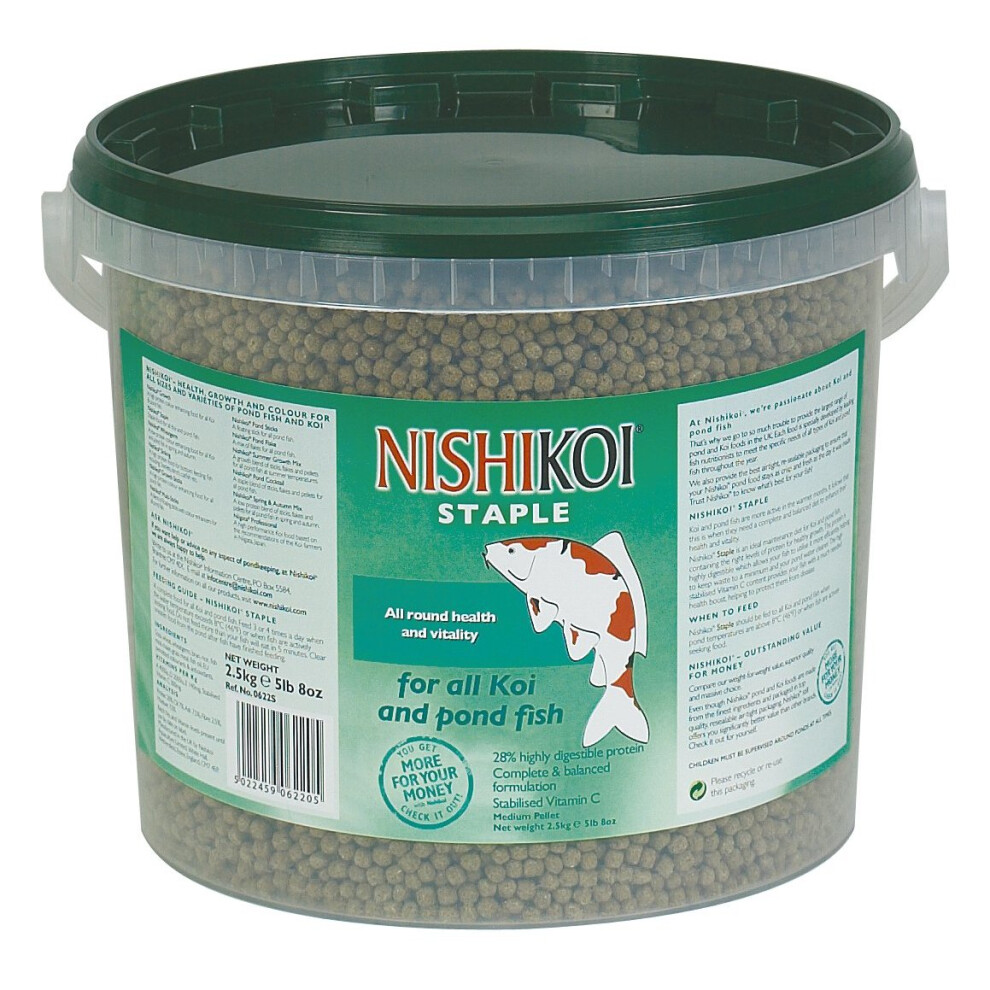 Nishikoi Staple Fish Food 2.5kg Medium Pellets.