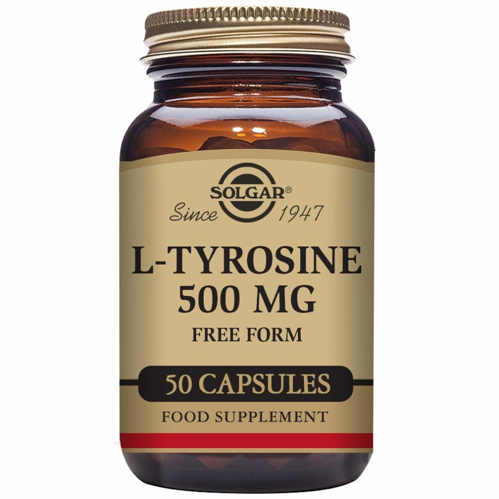 Solgar L-Tyrosine 500 mg Vegetable Capsules - Pack of 50 - Vegan, Kosher - SF2272748
