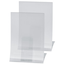 Sigel TA160 Sign Holder, Fold-Back, for A4, Single-Sided Presentation, Rigid Plastic,Transparent (Pack of 2)