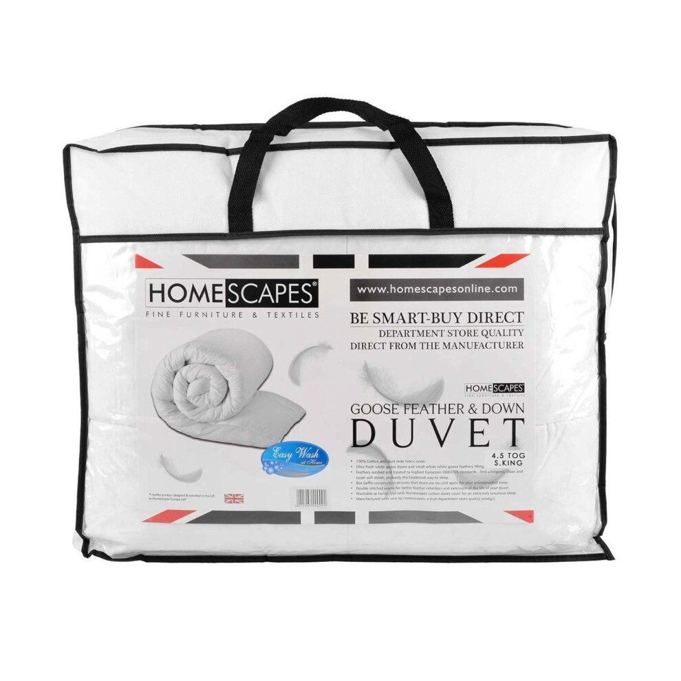 Homescapes Goose Feather and Down 4.5 Tog Super King Size Summer Duvet