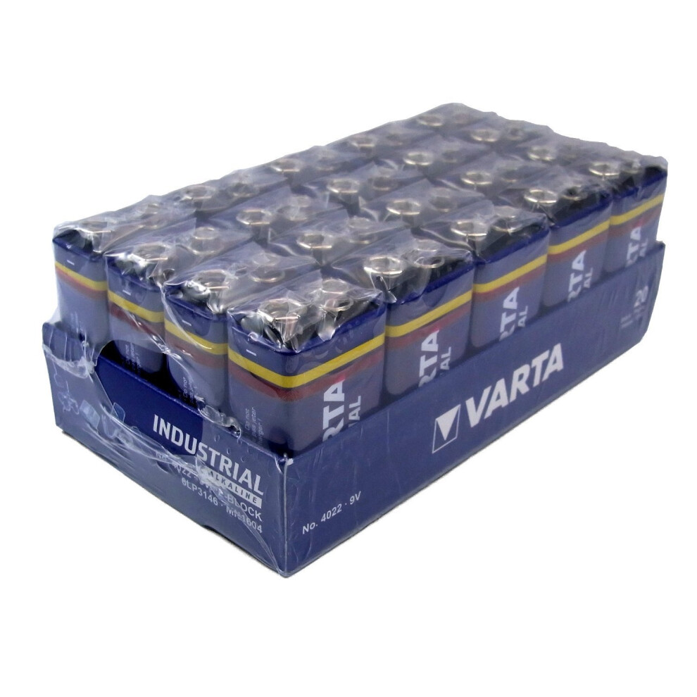 Varta 4022 Industrial alkaline block LR61 battery, 9V (pack of 20)