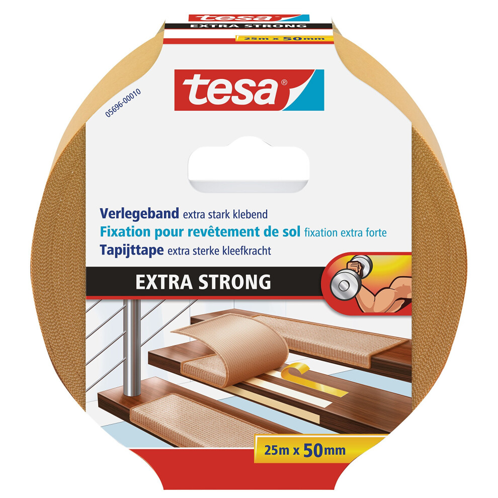 Tesa 05696-10 Flooring Tape With Extra Strong Hold, White/Brown, 25 M X 50 Mm 4056352155772