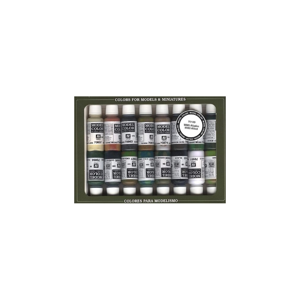 Vallejo Model Color WWII Allies Acrylic Paint Set - Assorted Colours (Pack of 16)