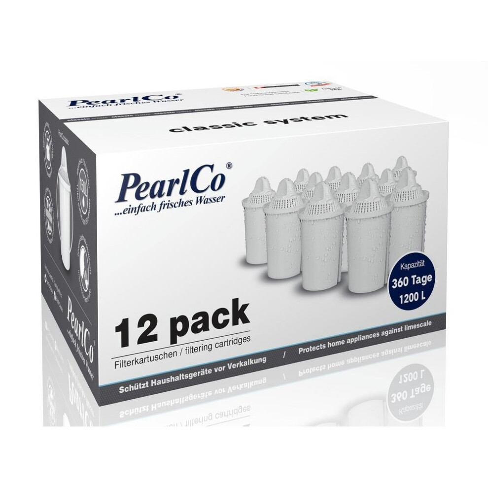 PearlCo Packs 12 = Classic Filter, not suitable for Maxtra Filter Cartridges (Compatible With Brita Classic)