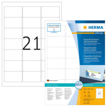 HERMA 10301 Repositionable address labels A4 63,5x38,1 mm white Movables paper matt 2100 pcs.