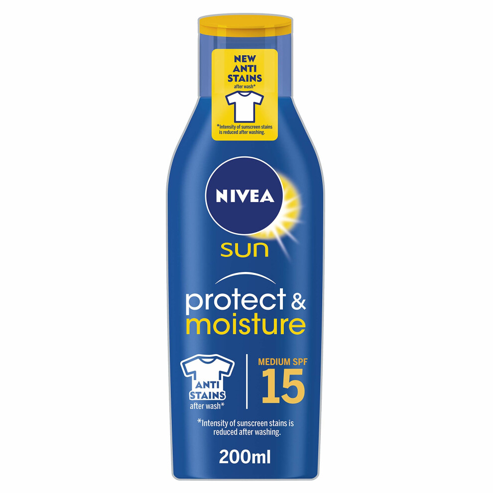 NIVEA SUN Suncream Lotion SPF 15, Protect & Moisture, 200 ml