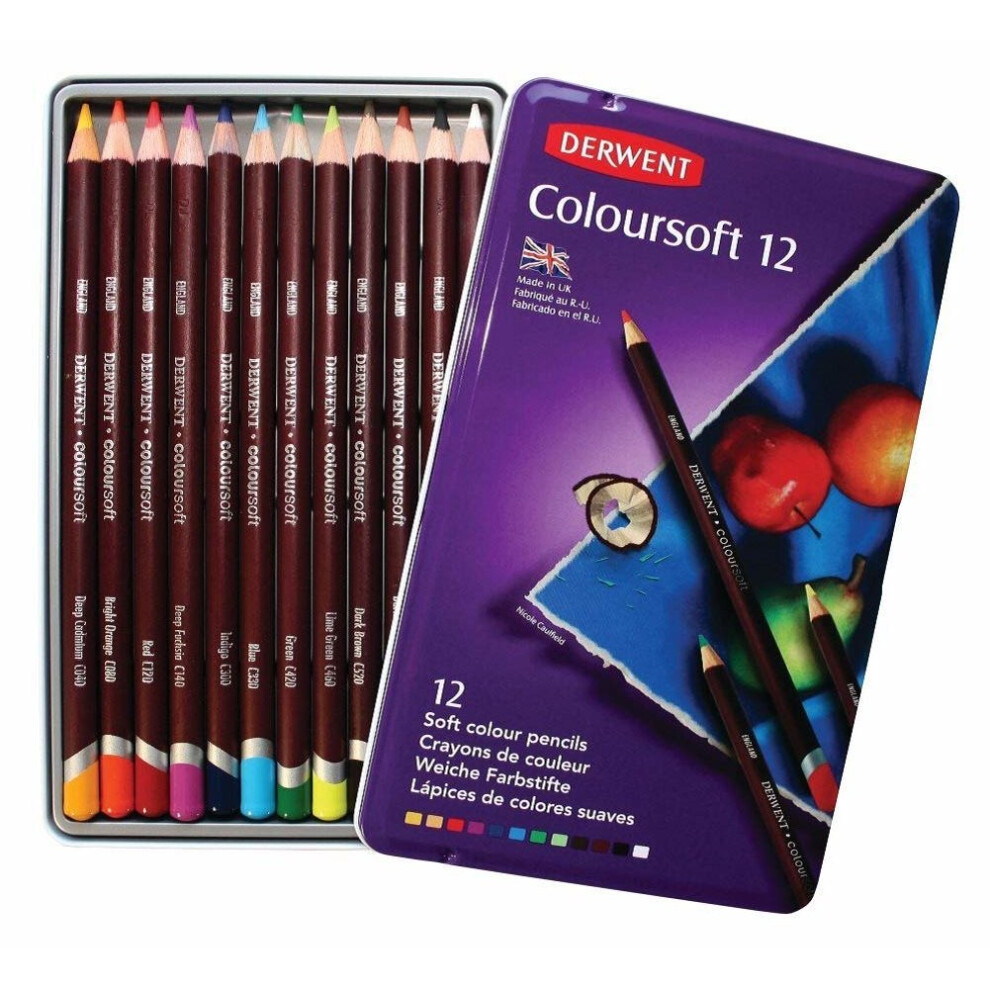 Derwent Coloursoft Colouring Pencils, Set of 12, Professional Quality, 0701026