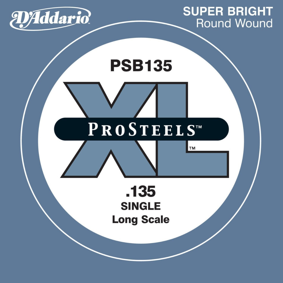 D'Addario PSB135 ProSteels Bass Guitar Single String, Long Scale.135