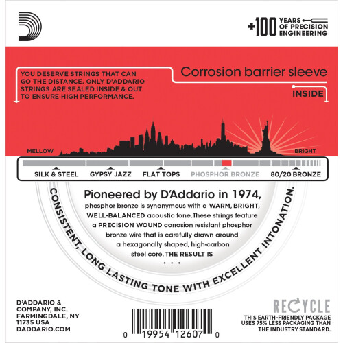 D'Addario EJ17-3D Phosphor Bronze Medium  (.013-.056) Acoustic Guitar Strings 3-Pack 1