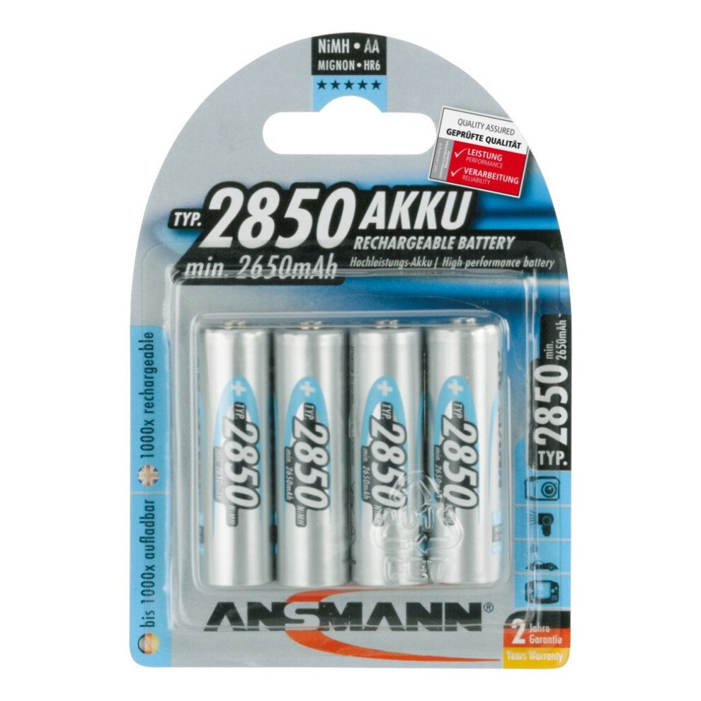 Ansmann 2850 Mah Mignon Aa Nimh Battery (Pack Of 4) Blue 700112893001