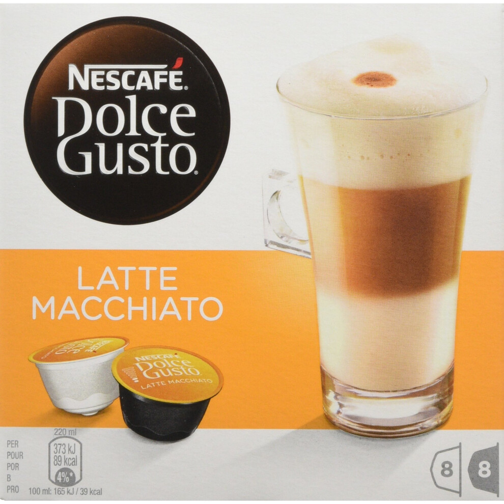 NESCAFÃ Dolce Gusto Latte Macchiato Coffee Pods 16 Capsules (Pack of 3 - Total 48 Capsules, 24 Servings)