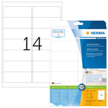 HERMA 5076 99.1x38.1mm Colour Laser Paper Rectangular Premium Addressing Labels with Round Corners - Matte White (350 Labels, 14 per Sheet)