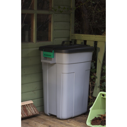 Addis Addis Outdoor Rectangular Dustbin with Lockable Lid, Grey/Black, 90 Litre 2