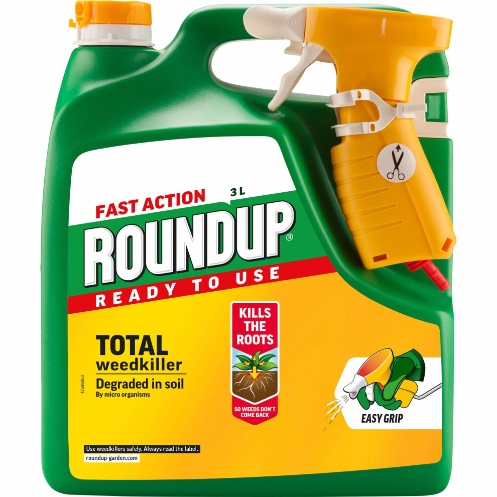 Roundup Fast Action Weedkiller Ready To Use Spray, 3 L 1-2 day results