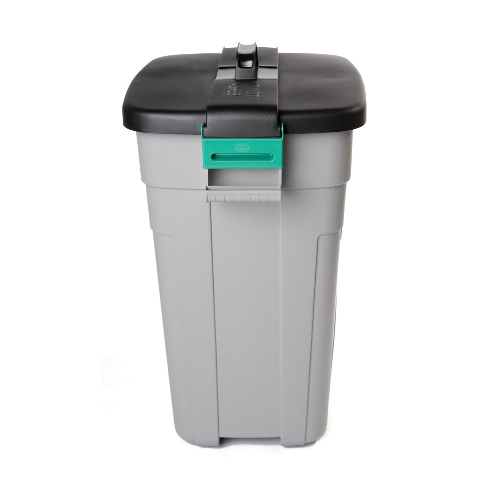 Addis Outdoor Rectangular Dustbin With Lockable Lid, 90 Litre Grey/Black