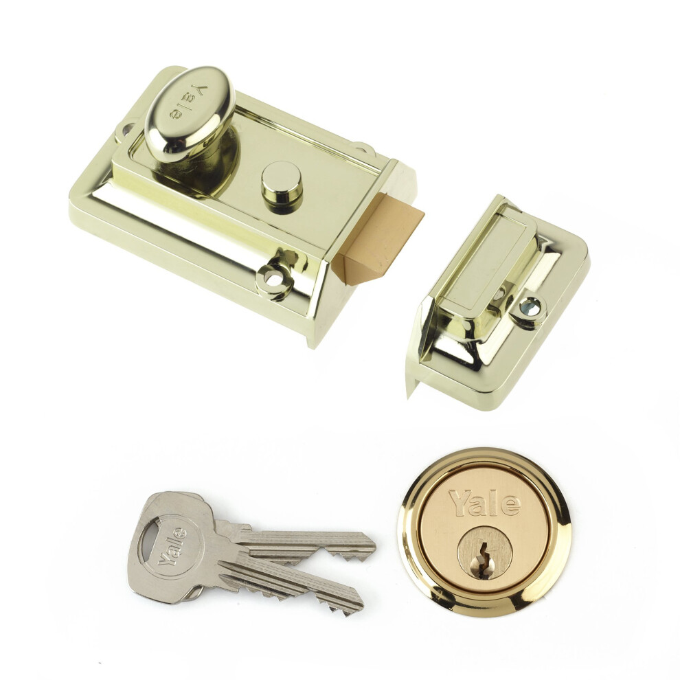 Yale Locks P77 Traditional Nightlatch Brasslux 60 mm Backset Visi Pack
