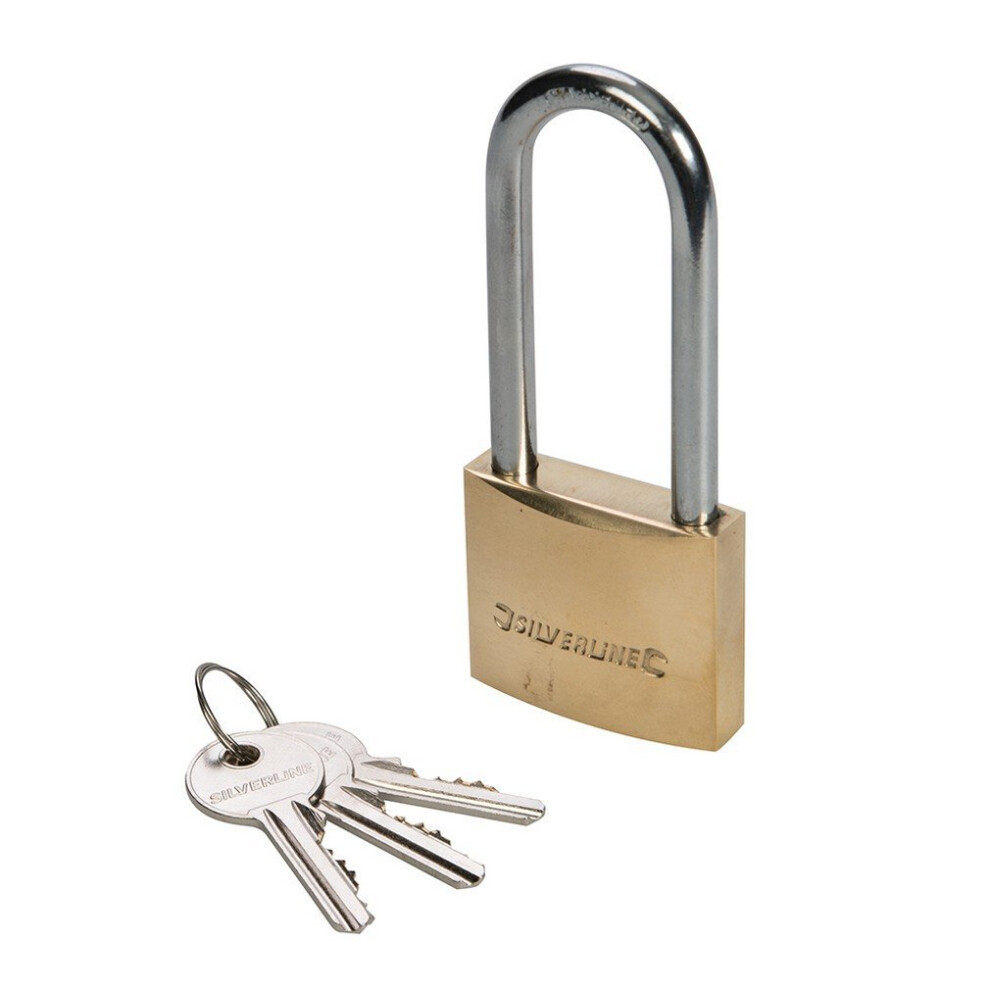 Silverline MSS03L Solid Brass Padlock Long Shackle 40mm