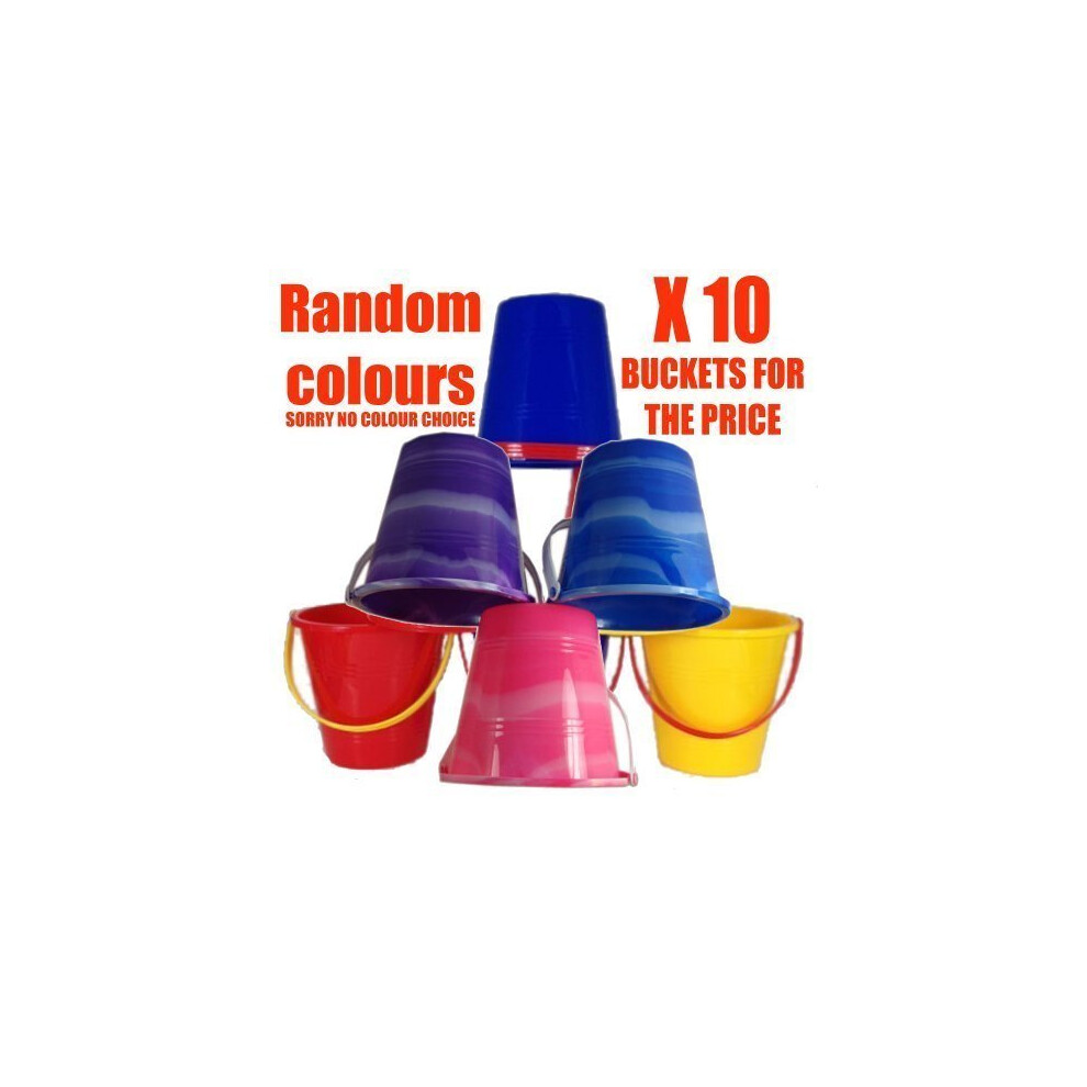 Set Of 10 Mixed Colour Small Beach Buckets