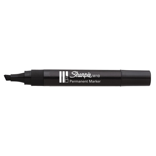 Sharpie Sharpie W10 Permanent Markers, Chisel Tip - bold Black x12, multi surface use 2