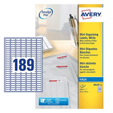 Avery J8658-25 Self-Adhesive Mini Filing Labels, 189 Labels Per A4 Sheet