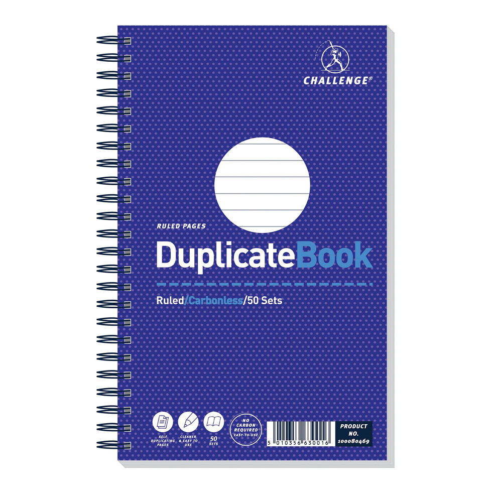 Challenge 210 x 130 mm Duplicate Book, Carbonless, 50 Pages, Set of 5