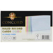 Concord Record Card Smooth 127x77mm Assorted Ref 16099 [Pack of 100]