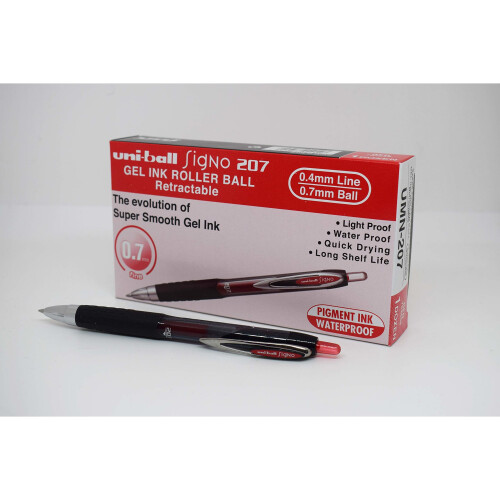 Uni-Ball Penne a sfera gel - Uniball - RT207 - punta conica 0,7 mm - Rosso