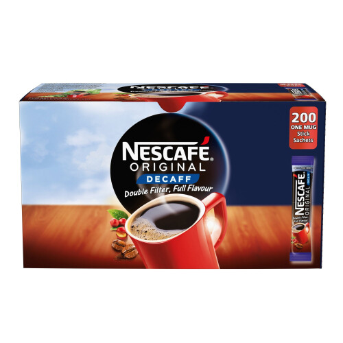Nescafe NESCAFÉ Original Instant Decaffeinated Coffee Stick Packs, Box of 200
