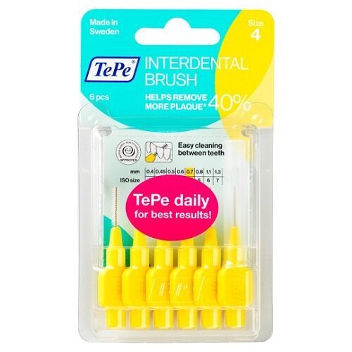 Tepe Tepe 0.7 mm Interdent Yellow Brushes - Pack of 6 pieces