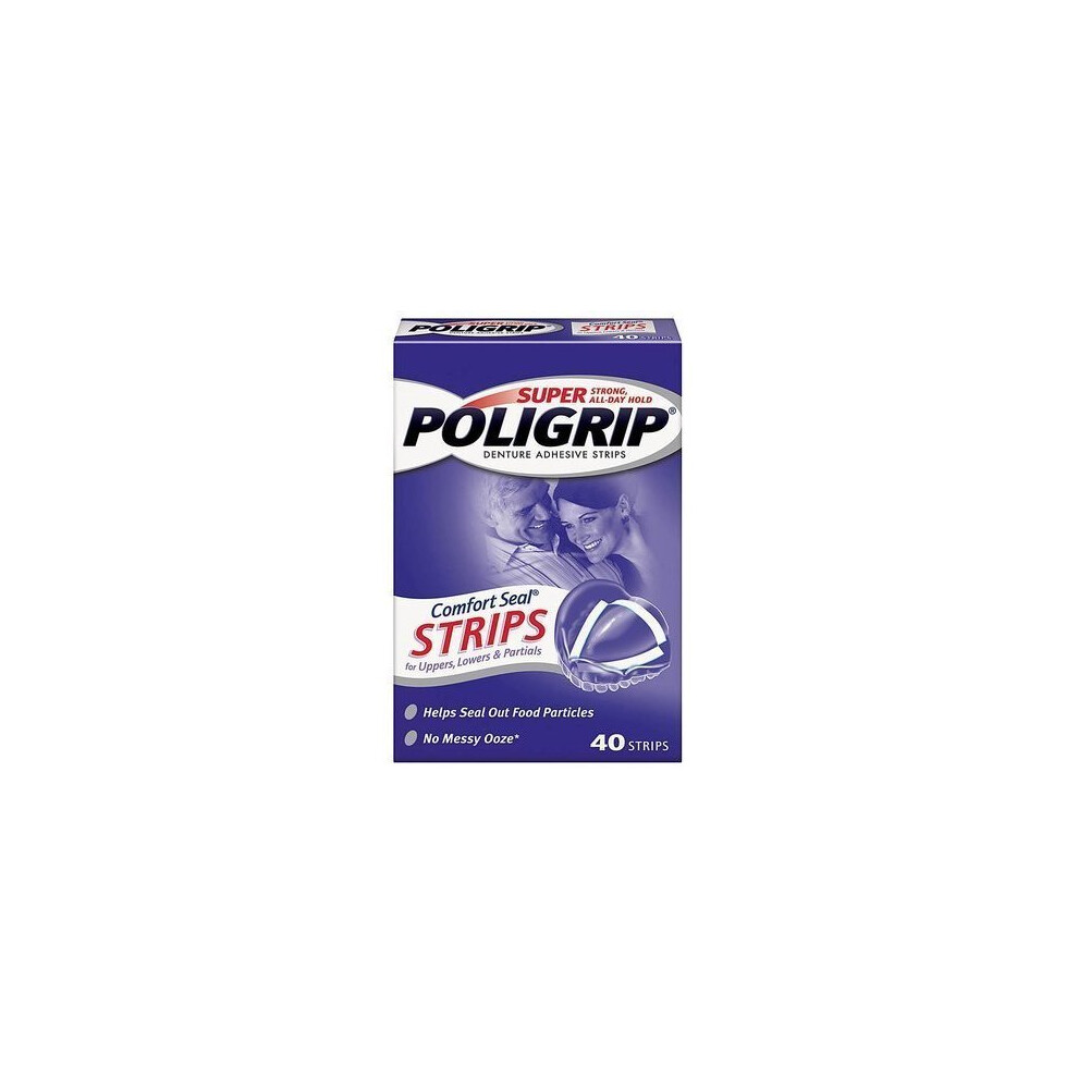 Super PoliGrip Comfort Seal Strips Denture Adhesive - 40 Strips