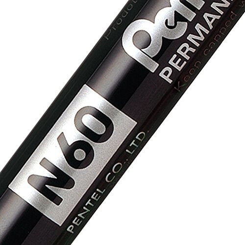 Pentel Pentel N60 Permanent Marker Chisel Tip Max.6mm Line Black Ref N60-A [Pack of 12] 1
