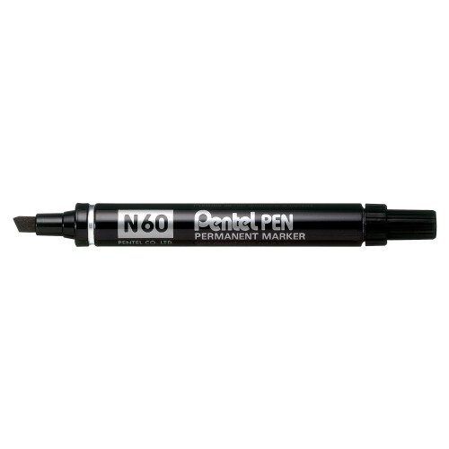 Pentel Pentel N60 Permanent Marker Chisel Tip Max.6mm Line Black Ref N60-A [Pack of 12]