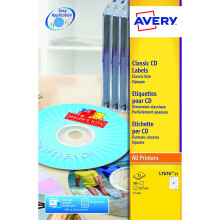Avery L7676-25 Self-Adhesive Full Face CD Labels, 2 Labels Per A4 Sheet