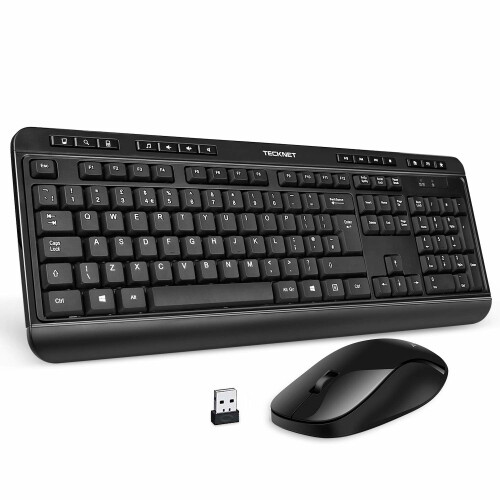 TeckNet 2.4Ghz Full-Size Ergonomic Wireless Keyboard Mouse Combo -UK Layout
