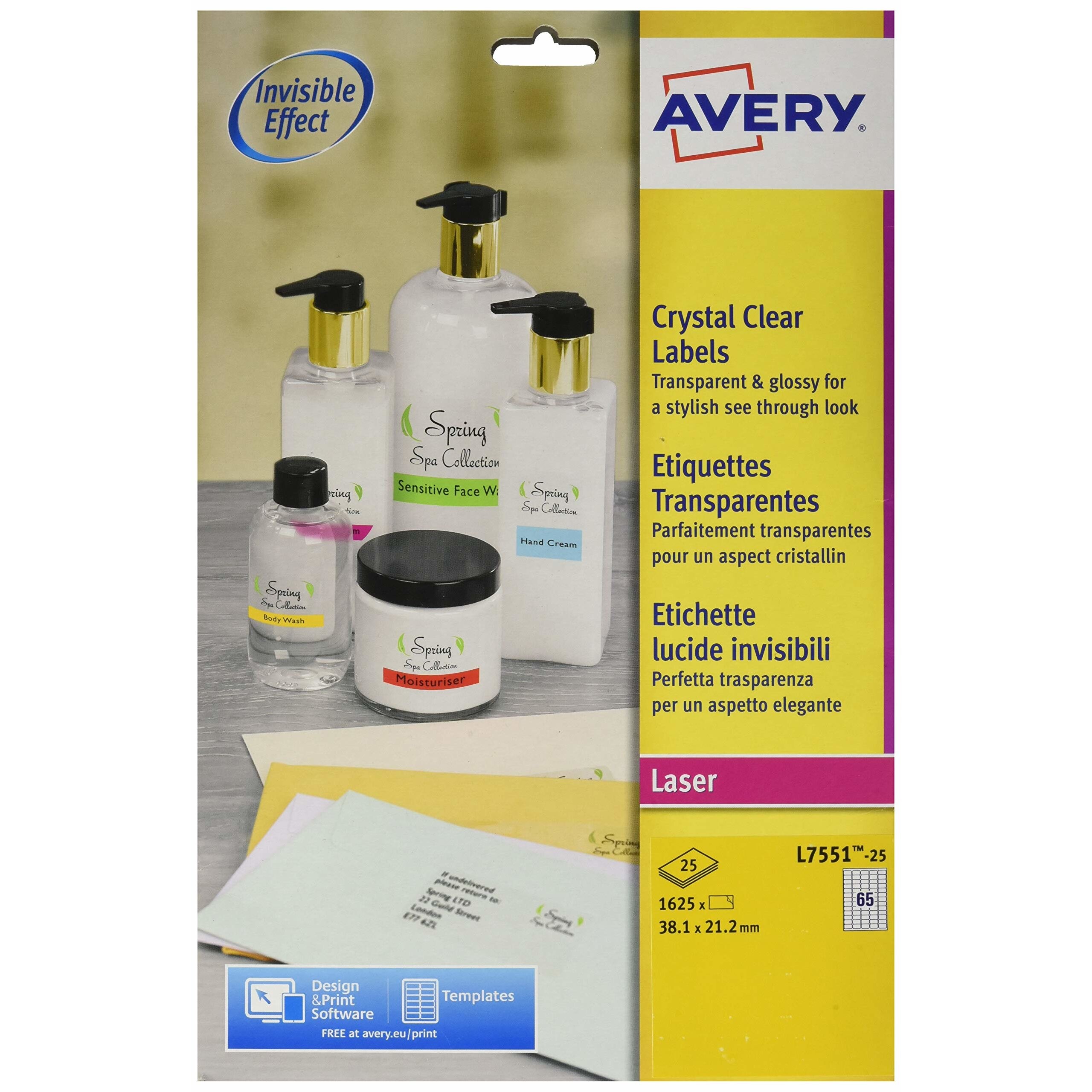 Avery L7551-25 Clear Mini Organising/Return Address Labels for Laser ...