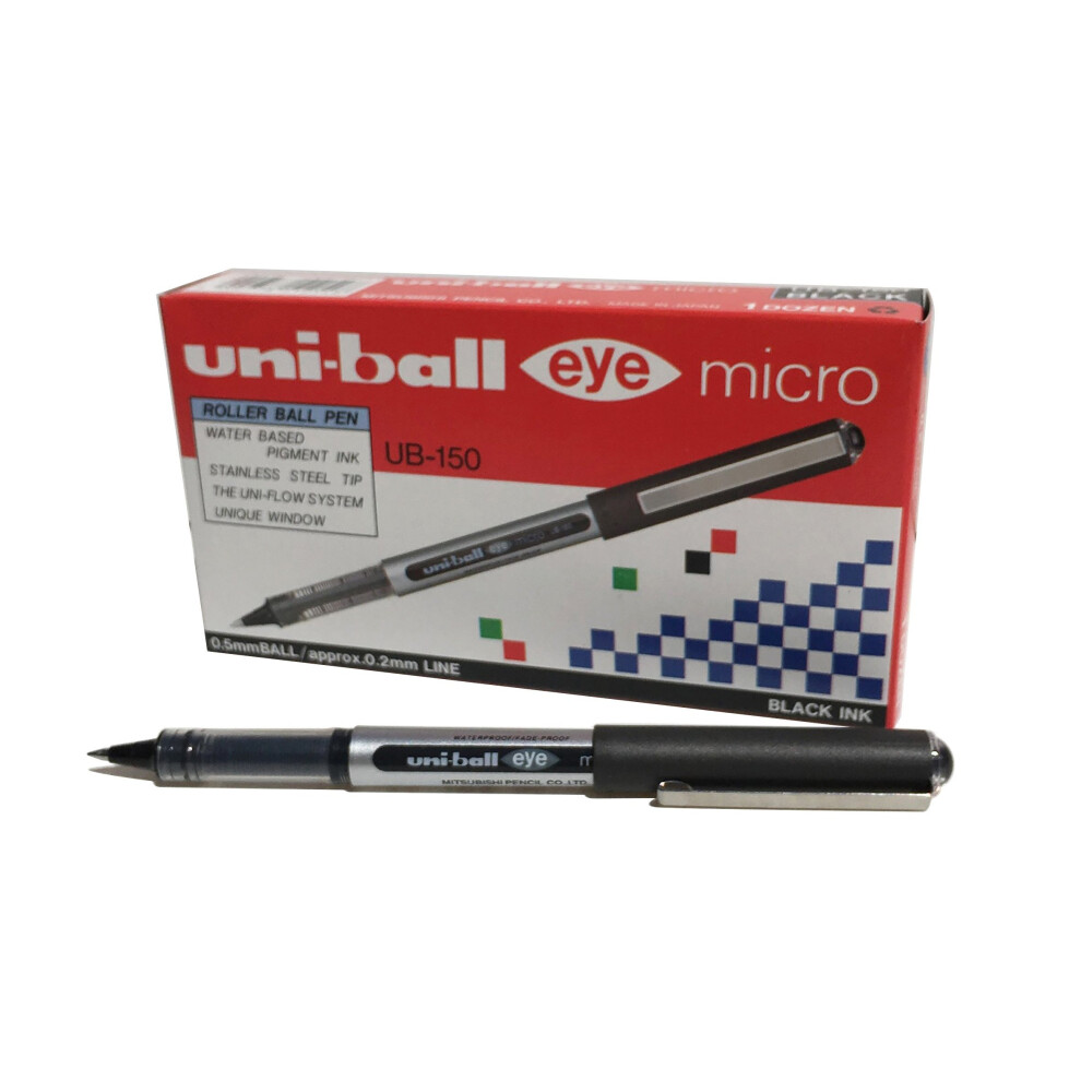 uni-ball uniball Eye Micro Rollerball Pen  UB-150 Liquid Ink Black Pack 12