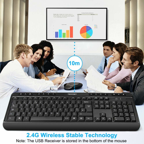 TeckNet 2.4Ghz Full-Size Ergonomic Wireless Keyboard Mouse Combo -UK Layout 1