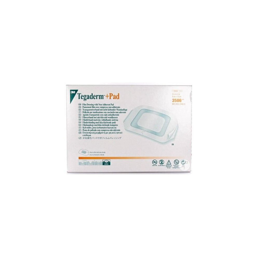 3M Tegaderm + Pad Film Dressing With Non-Adherent Pad 9cm X 10cm - Pack Of 25