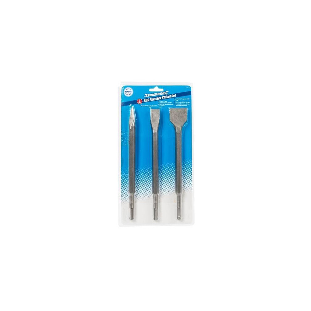 Silverline 515779 SDS Plus Hex Chisel Set 3-Piece, 15 mm