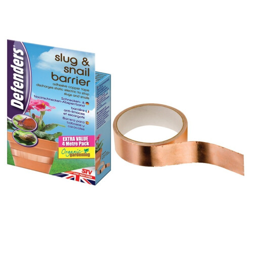 Defenders 4 m Slug and Snail Barrier Tape (Copper Tape, Natural Slug Deterrent, Anti Slug Repellent Strips)