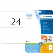 HERMA 4390 70x37mm Colour Laser Paper Rectangular Premium Multi Function Labels - Matte White (600 Labels, 24 per Sheet)
