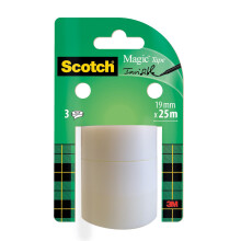 Scotch A81925R3 Magic Tape Refill Roll, 19 mm x 25 m - Pack of 3