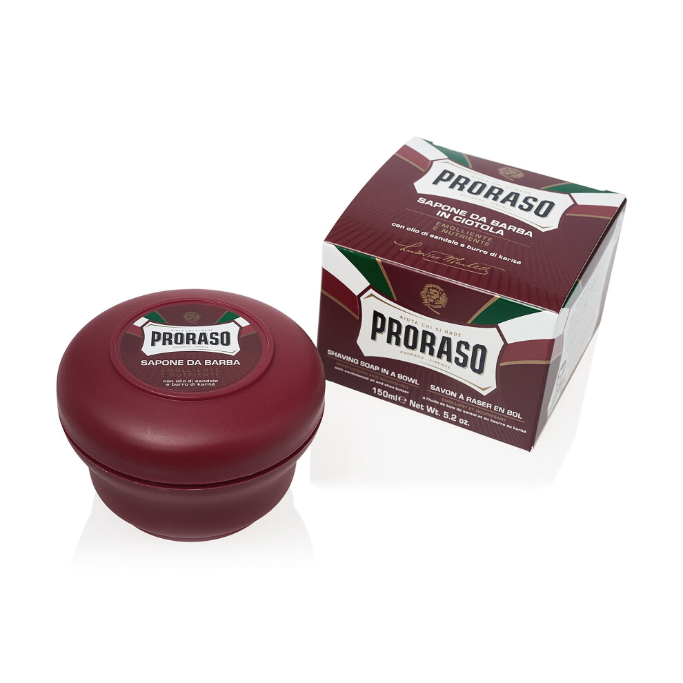 PRORASO Shaving Soap In Bowl, 150 ml, Red