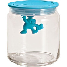 Alessi A di Gianni Glass Jar, Blue Lid, 70 cl, (AMDR04 AZ)
