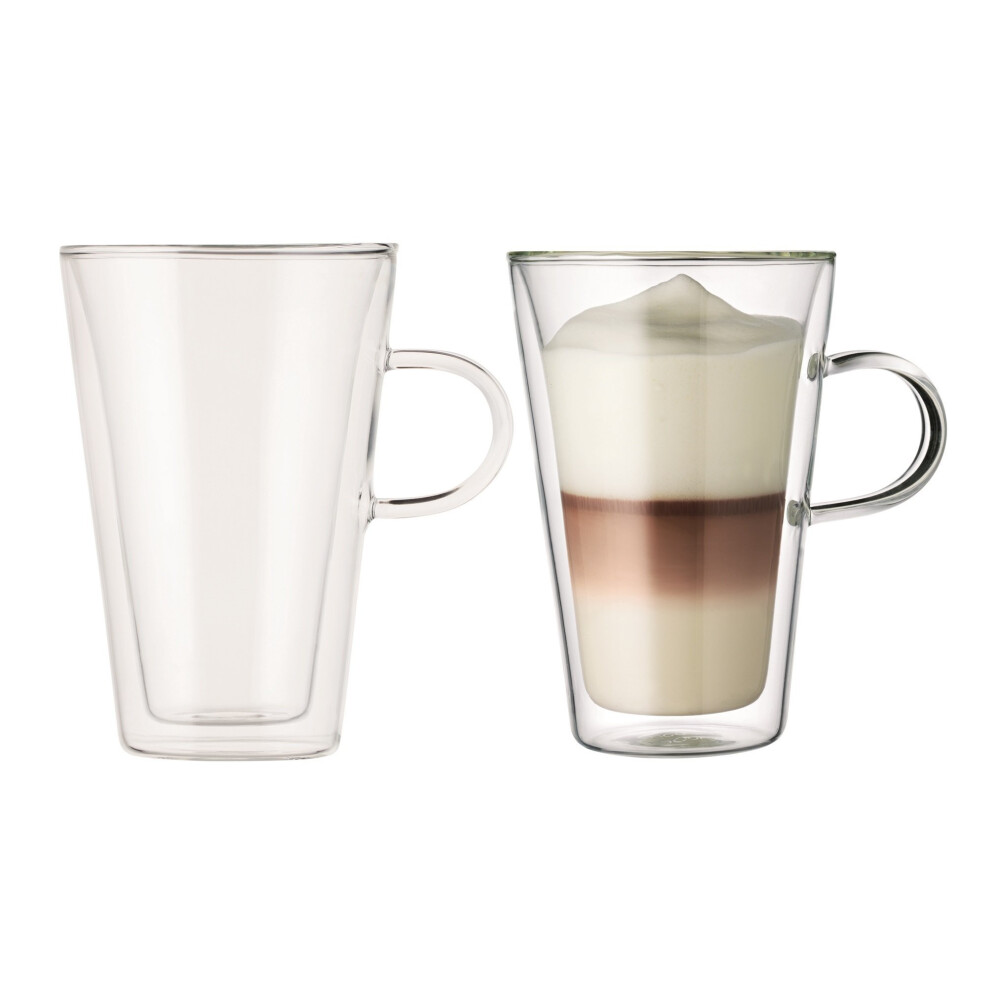 Bodum Canteen Double Wall Glass Set, Mouth Blown Borosilicate Glass - 0.4 L, Transparent, Pack of 2