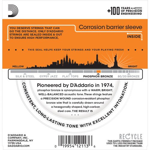 D'Addario EJ15 Phosphor Bronze Extra Light (.010-.047) Acoustic Guitar Strings 1