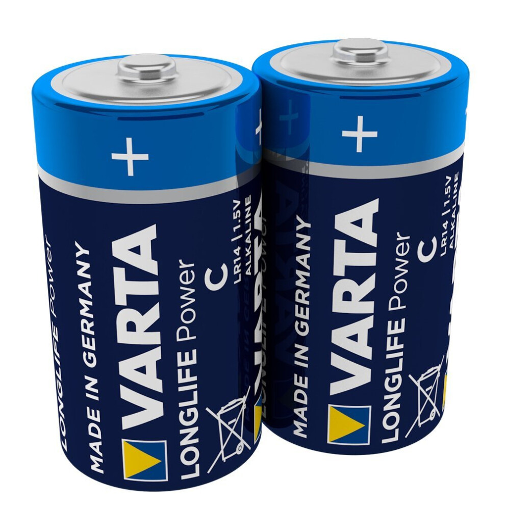 Varta Longlife Power C Alkaline Batteries LR14 - Pack of 2  - Packaging May Vary