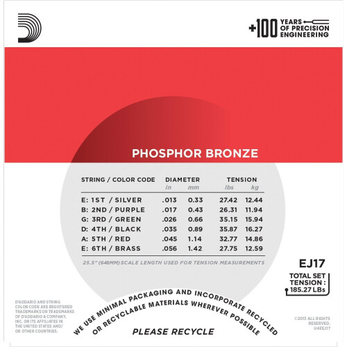 D'Addario EJ17 Phosphor Bronze Medium  (.013-.056) Acoustic Guitar Strings 2